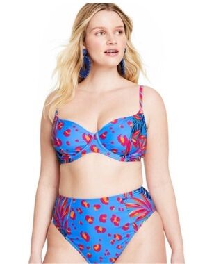 Tabitha Brown X Target Leopard Tropical Underwire Bikini Set Pink Blue Size M L
